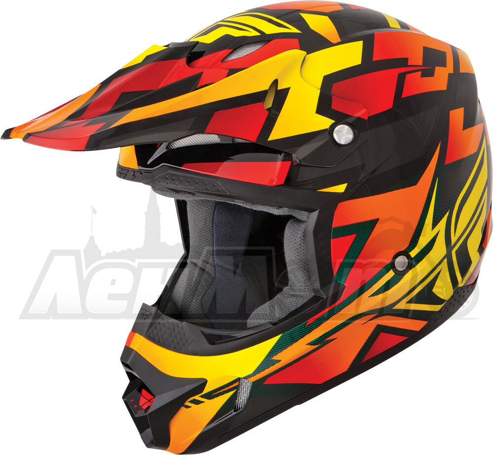 73-3358YL FLY RACING KINETIC BLOCK OUT HELMET ORANGE/BLACK YL Western ...