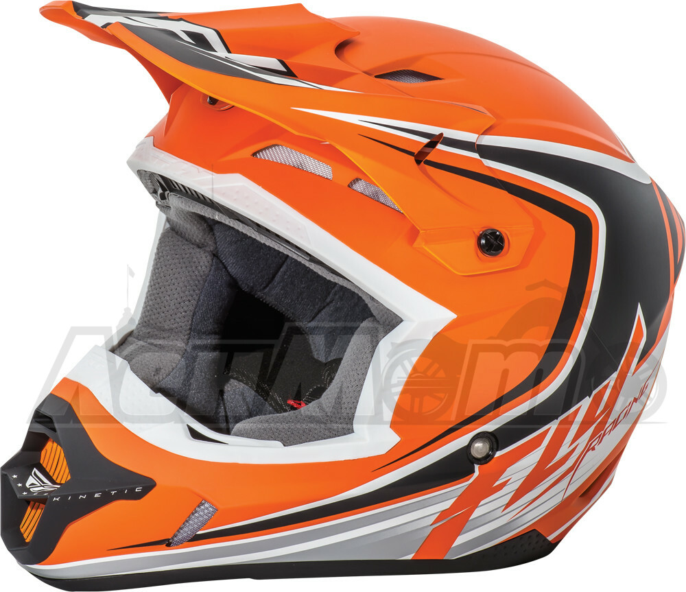 73-33702X FLY RACING Кроссовый шлем (KINETIC FULLSPEED HELMET MATTE ORANGE/BLACK/WHITE 2X) Western Power Sports купить