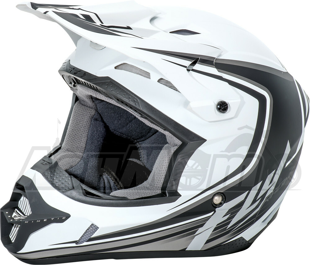 73-33712X FLY RACING Кроссовый шлем (KINETIC FULLSPEED HELMET MATTE WHITE/BLACK 2X) Western Power Sports купить