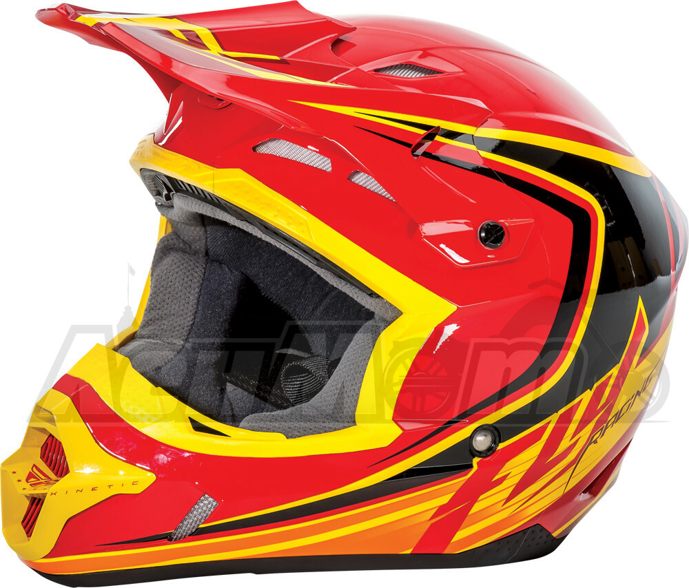 73-3372XS FLY RACING Кроссовый шлем (KINETIC FULLSPEED HELMET RED/BLACK/YELLOW XS) Western Power Sports купить