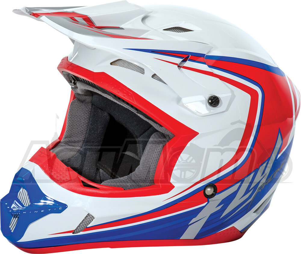 73-3373M FLY RACING Кроссовый шлем (KINETIC FULLSPEED HELMET WHITE/RED/BLUE M) Western Power Sports купить