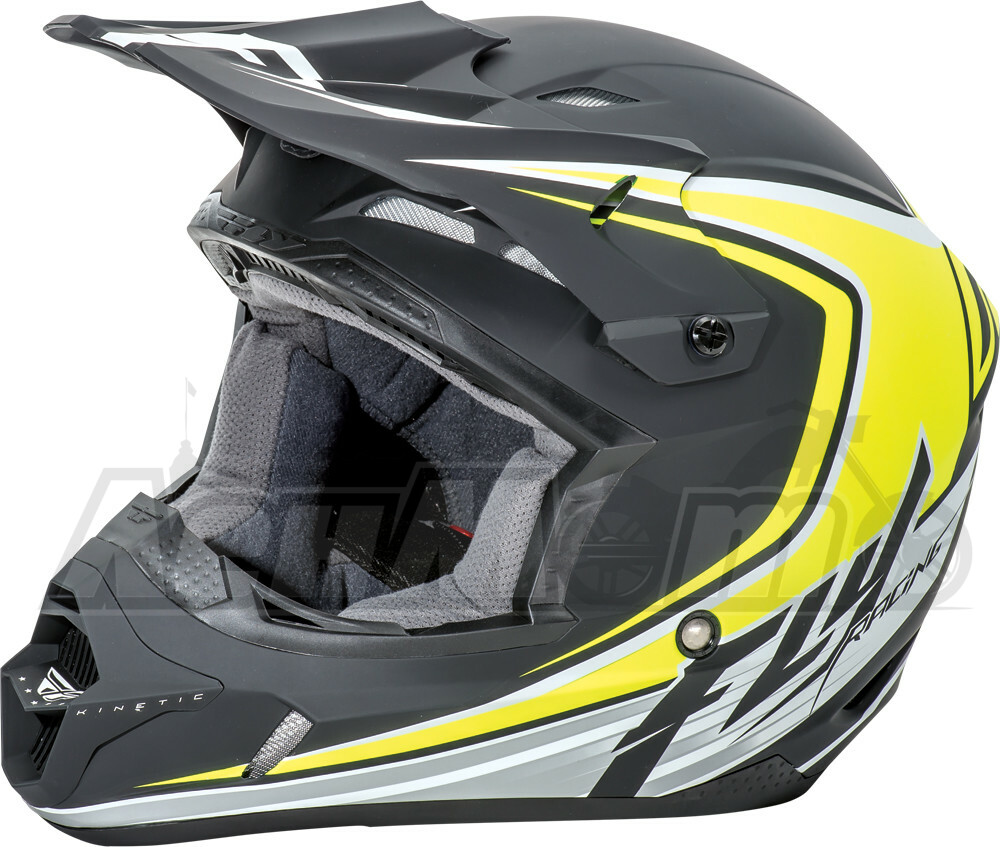 73-33752X FLY RACING Кроссовый шлем (KINETIC FULLSPEED HELMET MATTE BLACK/HI-VIS 2X) Western Power Sports купить