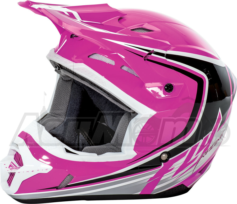 73-3379YL FLY RACING Кроссовый шлем (KINETIC FULLSPEED HELMET PINK/BLACK/WHITE YL) Western Power Sports купить