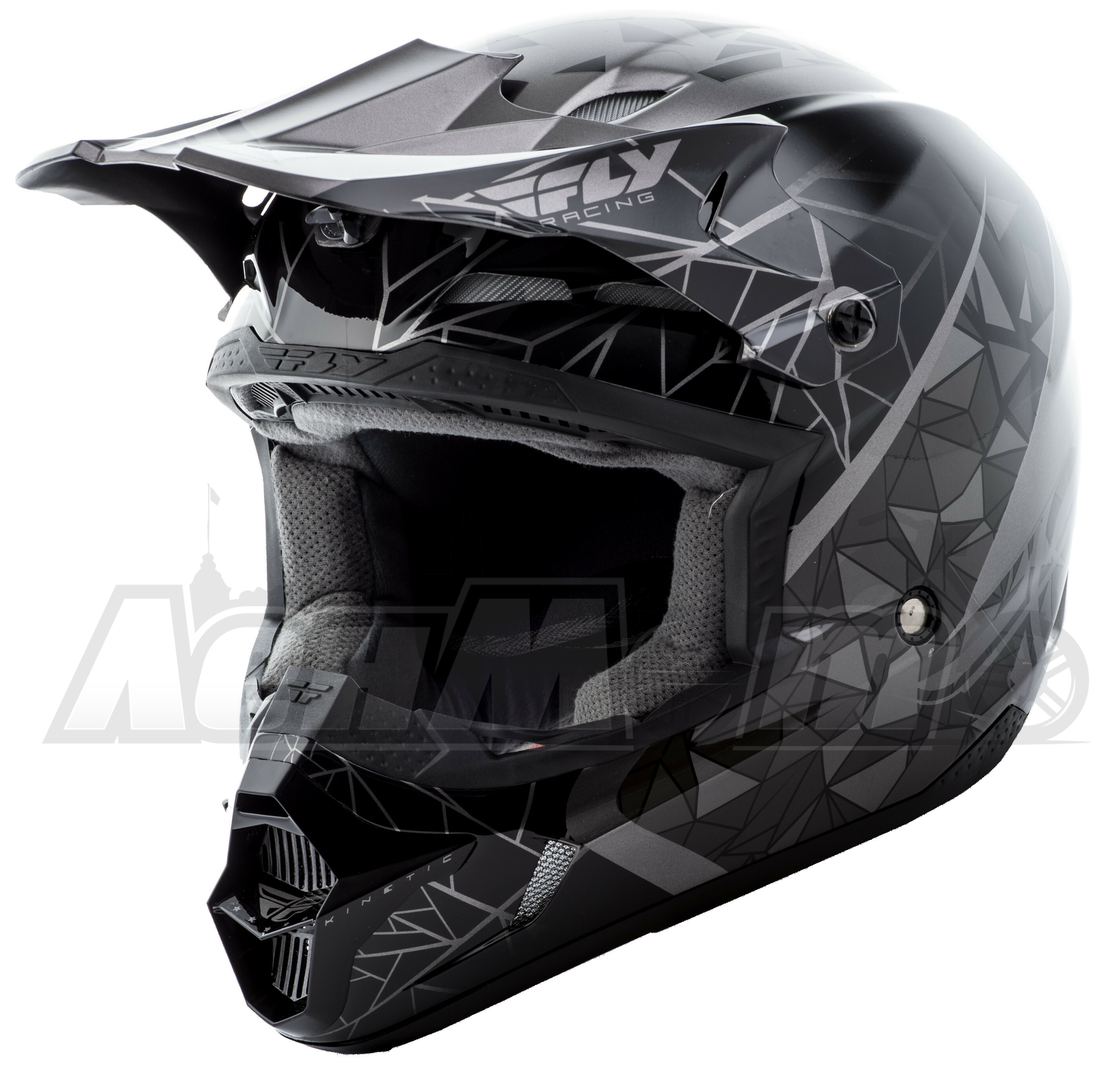 73-3381YM FLY RACING Кроссовый шлем (KINETIC CRUX HELMET BLACK/SILVER YM) Western Power Sports купить