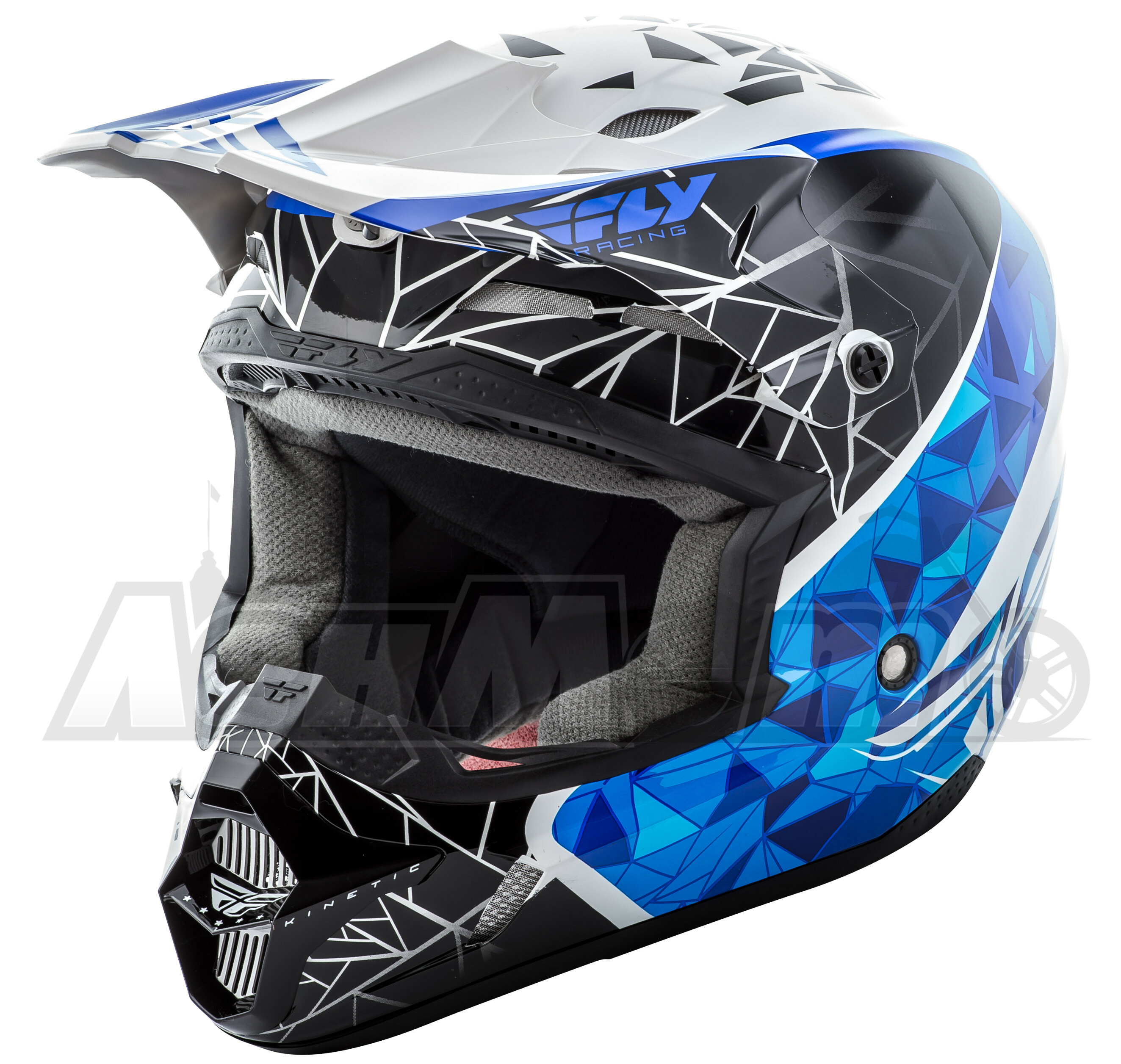73-33832X FLY RACING Кроссовый шлем (KINETIC CRUX HELMET WHITE/BLACK/BLUE 2X) Western Power Sports купить