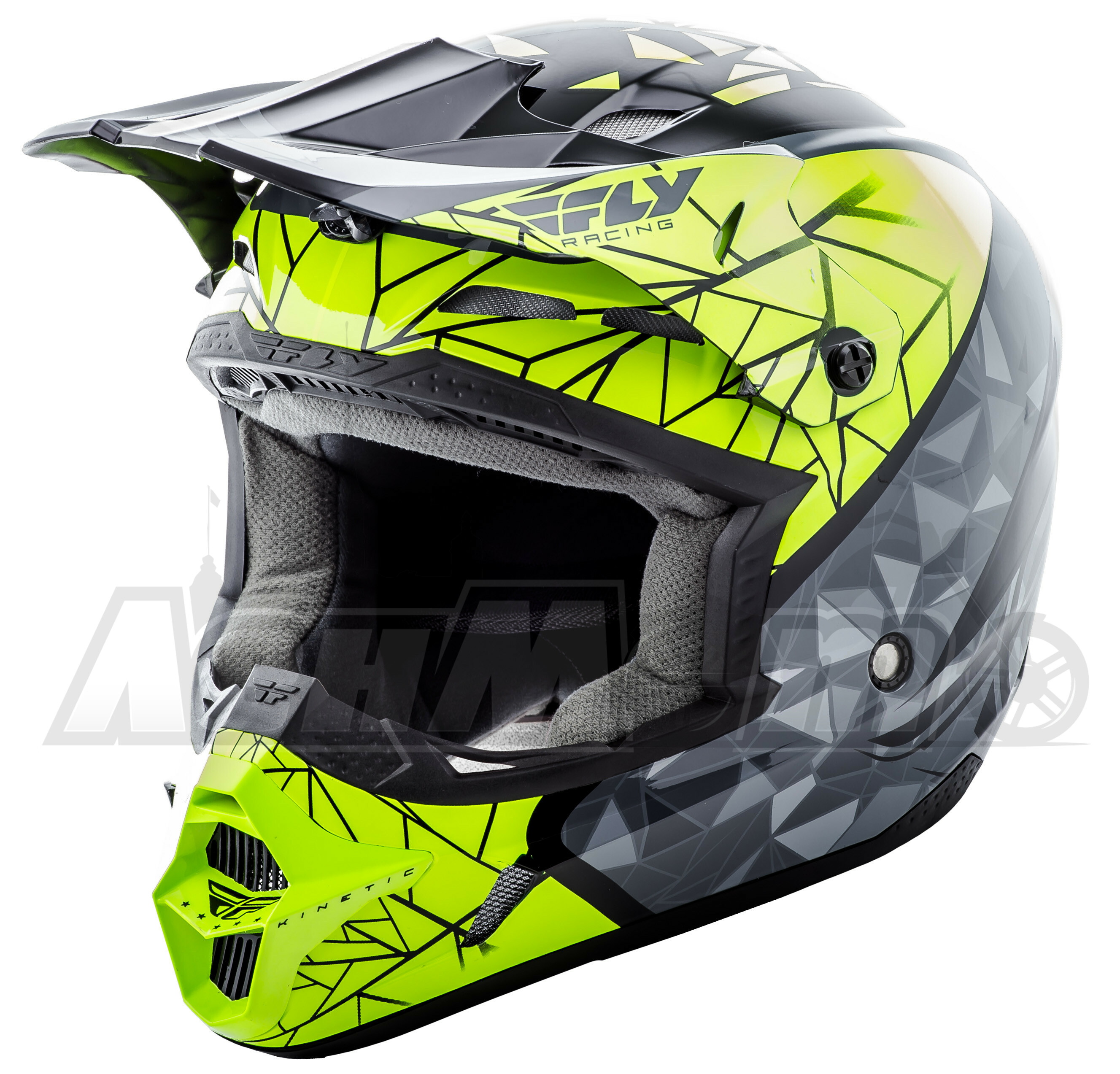 73-3385X FLY RACING Кроссовый шлем (KINETIC CRUX HELMET BLACK/GREY/HI-VIS X) Western Power Sports купить
