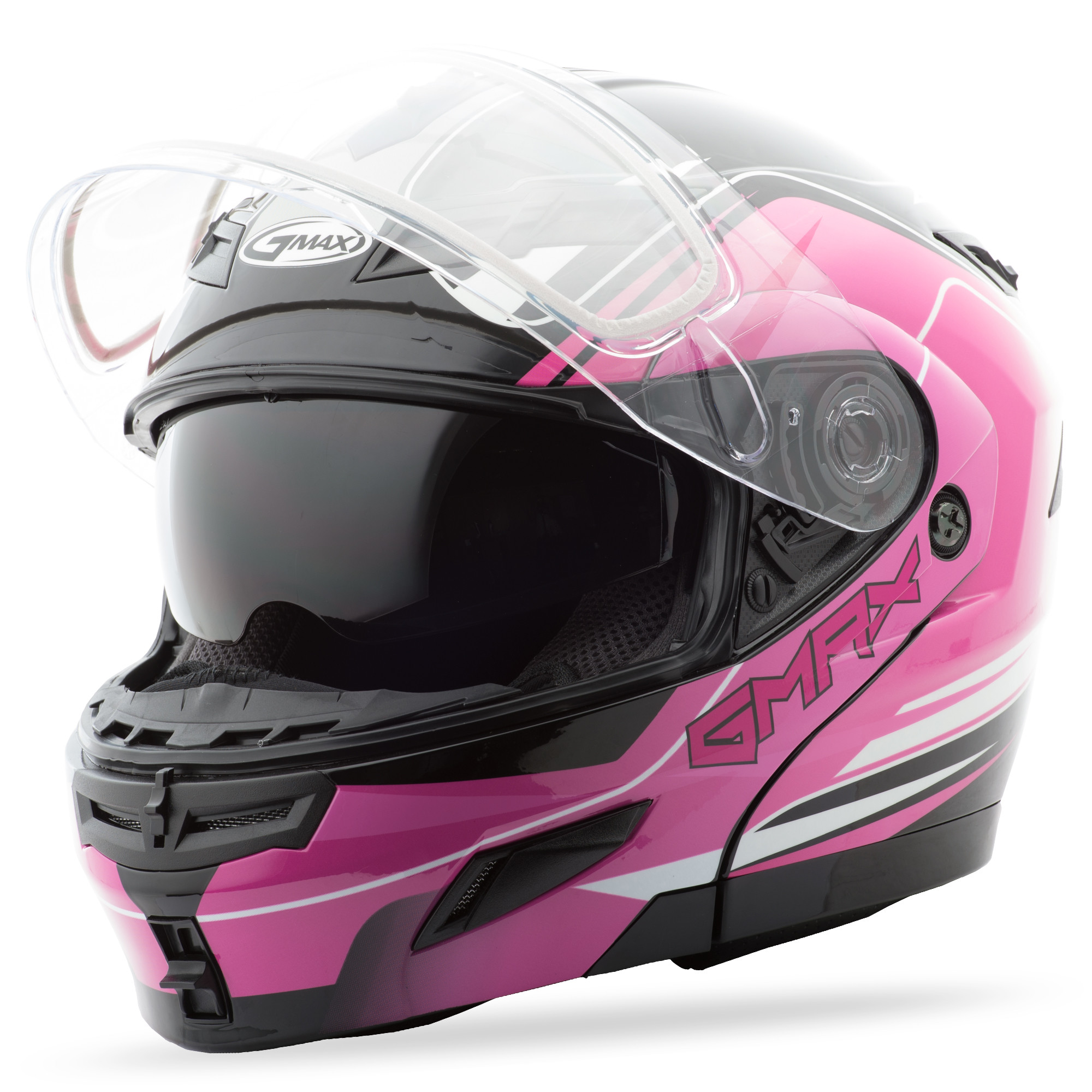 G2546406 GMAX Шлем - модуляр (GM-54S MODULAR HELMET TERRAIN BLACK/PINK L)  72-6149L Western Power Sports купить